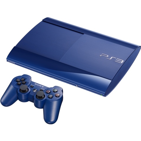 PS3 Super Slim Console, 500GB, Blue, +1Pad Unboxed